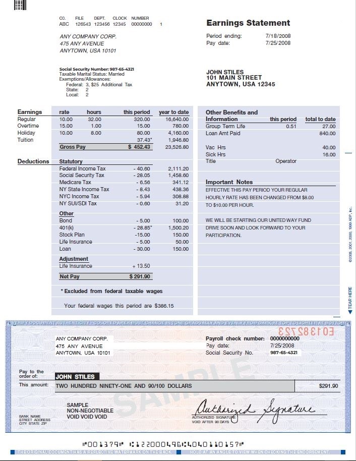 Paystub Photo